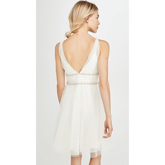 Marchesa Notte Jeweled Waist A Line Dress Ivory Size 6 - Picture 2 of 12